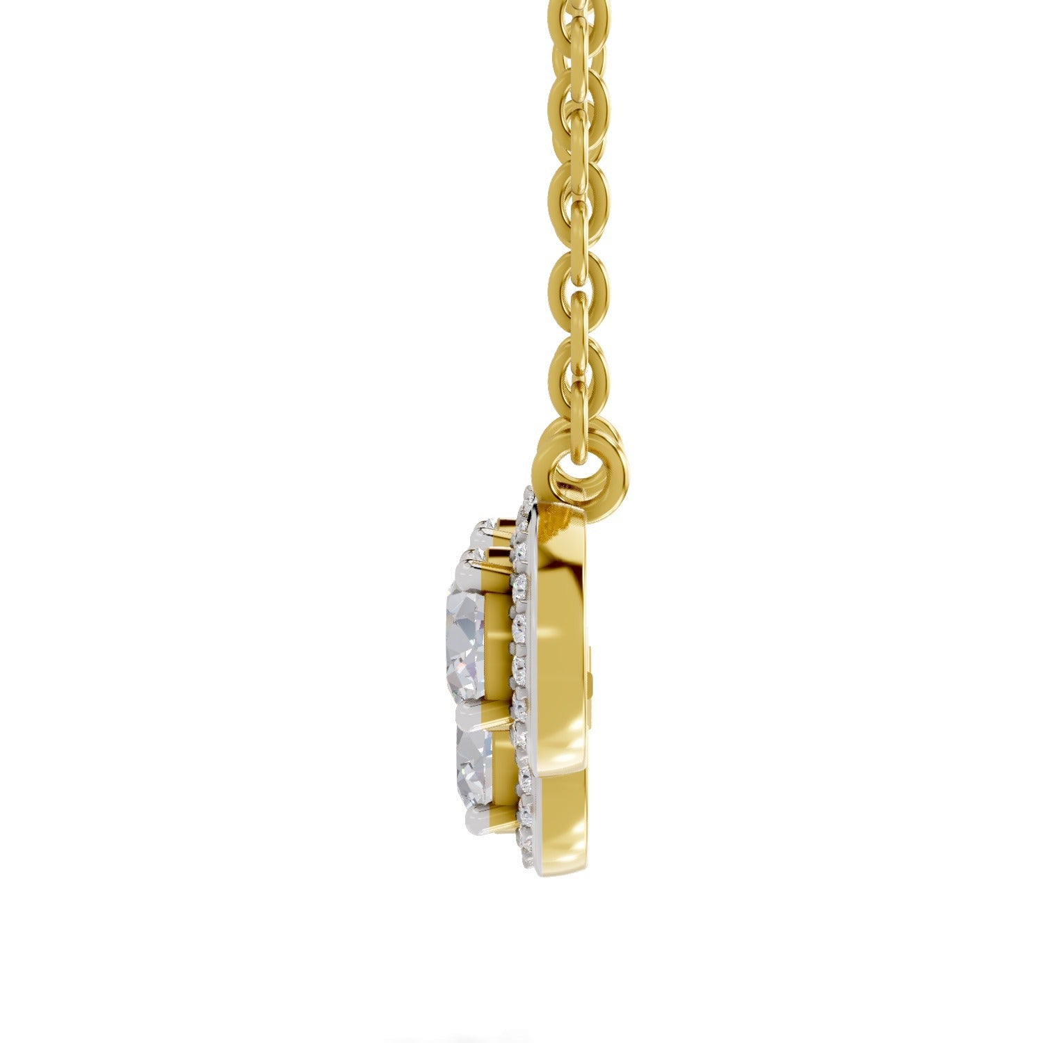 1.64 Carat Halo Diamond Necklace 14K