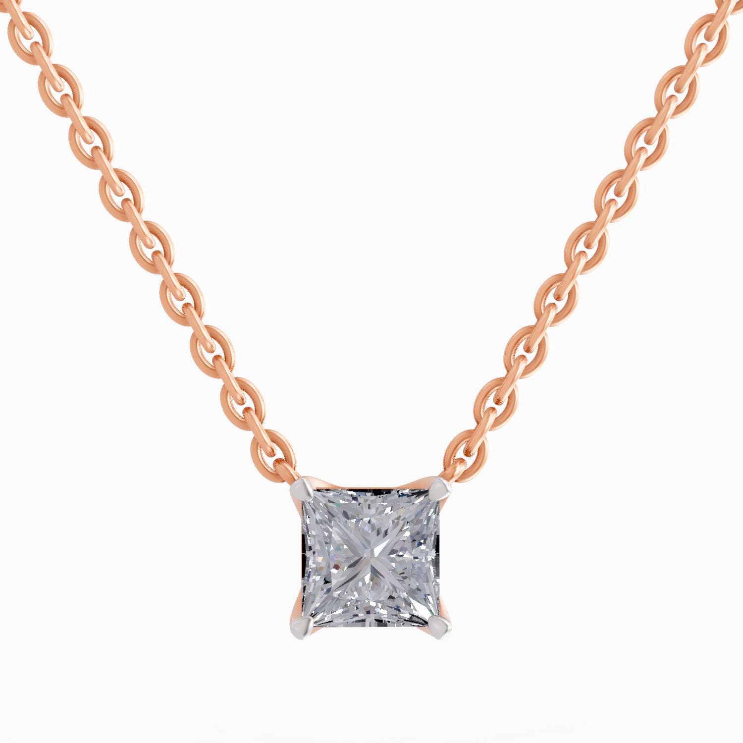 1.2 Carat Princess Shape Solitaire Diamond 14K - Rose Gold