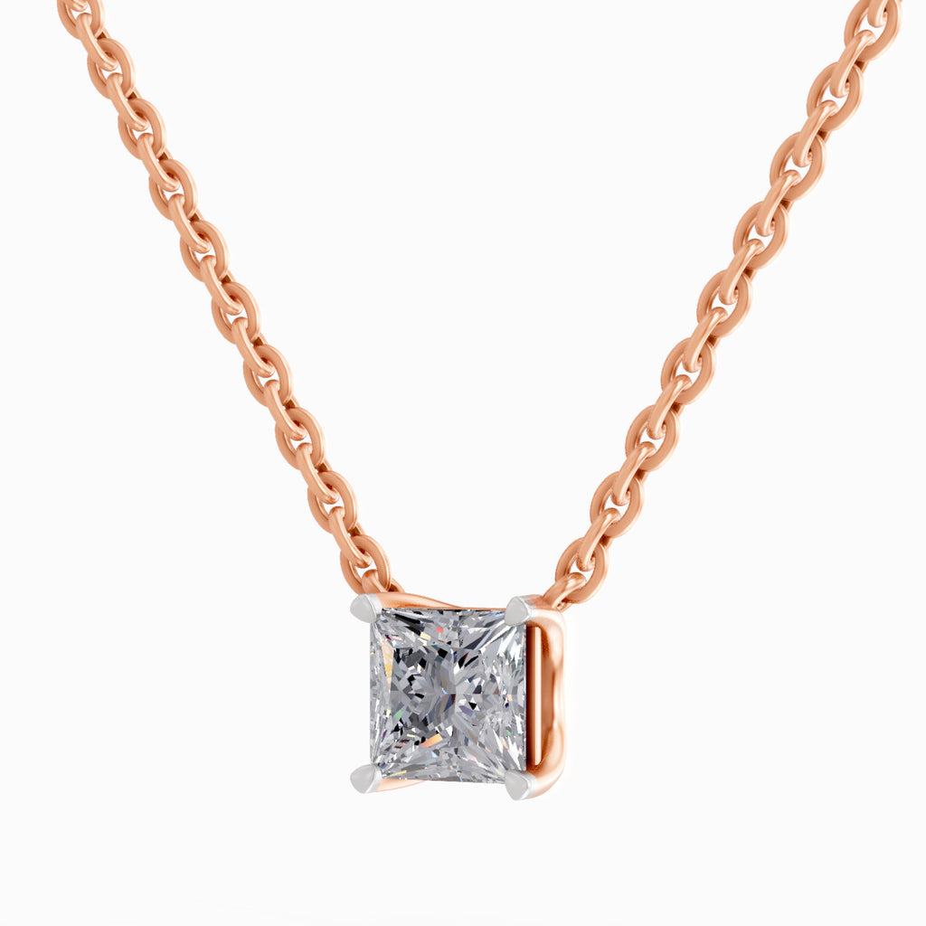 1.2 Carat Princess Shape Solitaire Diamond 14K - Rose Gold