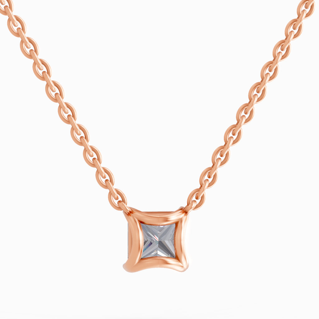 1.2 Carat Princess Shape Solitaire Diamond 14K - Rose Gold