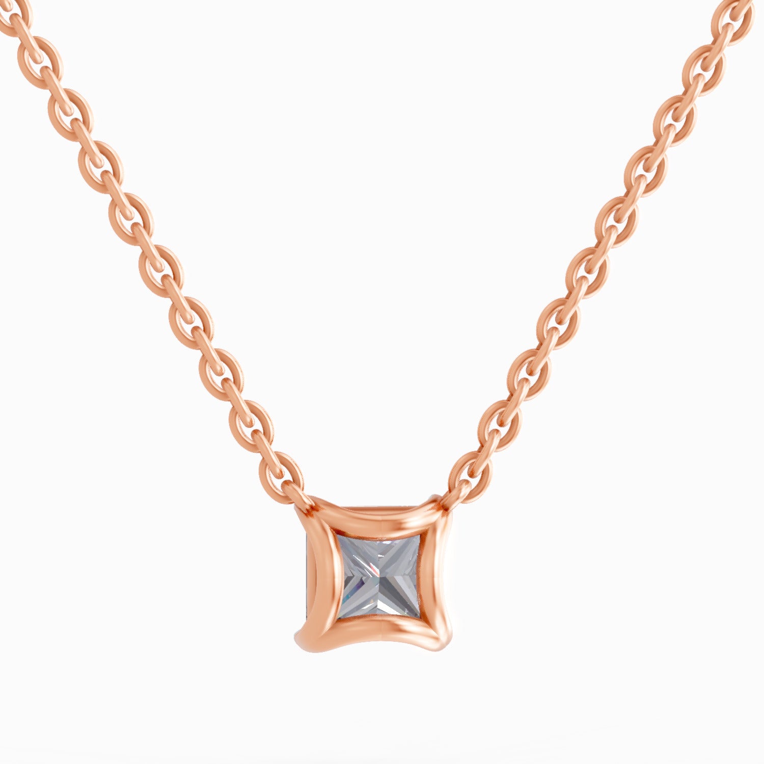 1.2 Carat Princess Shape Solitaire Diamond 14K - Rose Gold