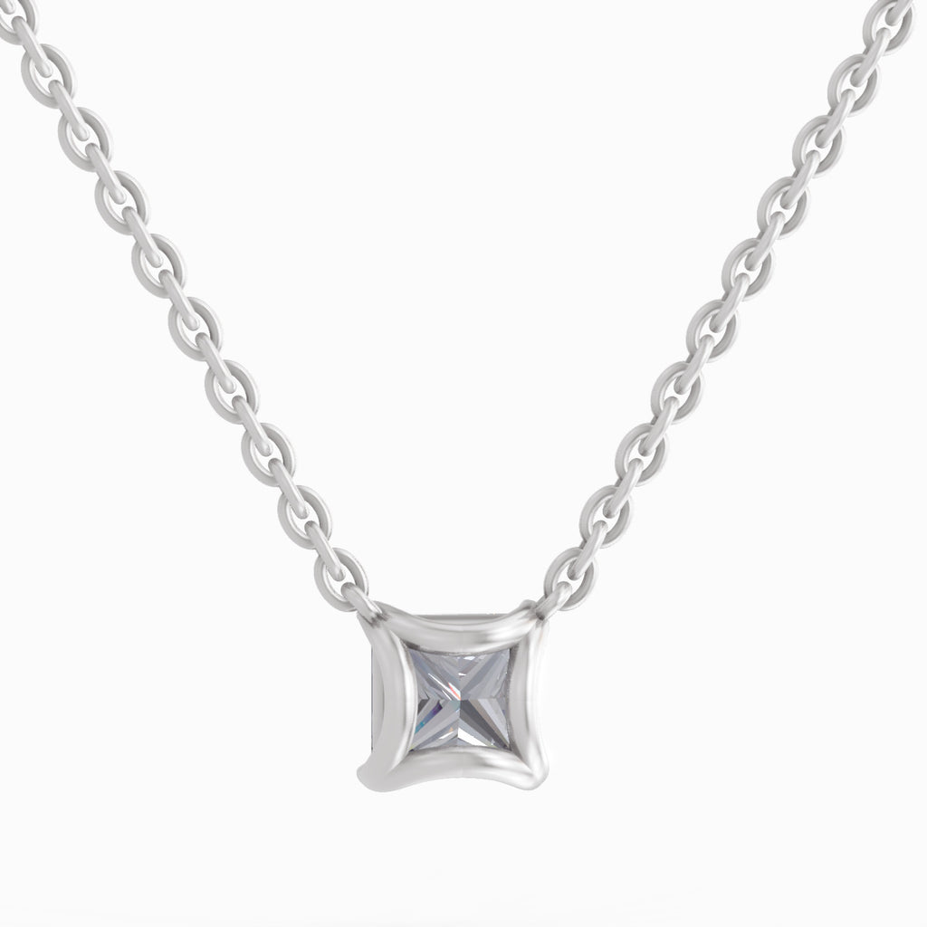 1.2 Carat Princess Shape Solitaire Diamond 14K - White Gold