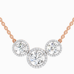 2.3 Carat Round Triple Halo Pendant Necklace 14K - Rose Gold
