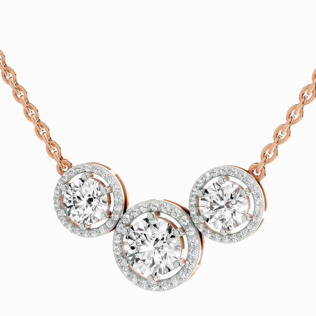 2.3 Carat Round Triple Halo Pendant Necklace 14K - Rose Gold