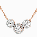 2.3 Carat Round Triple Halo Pendant Necklace 14K - Rose Gold
