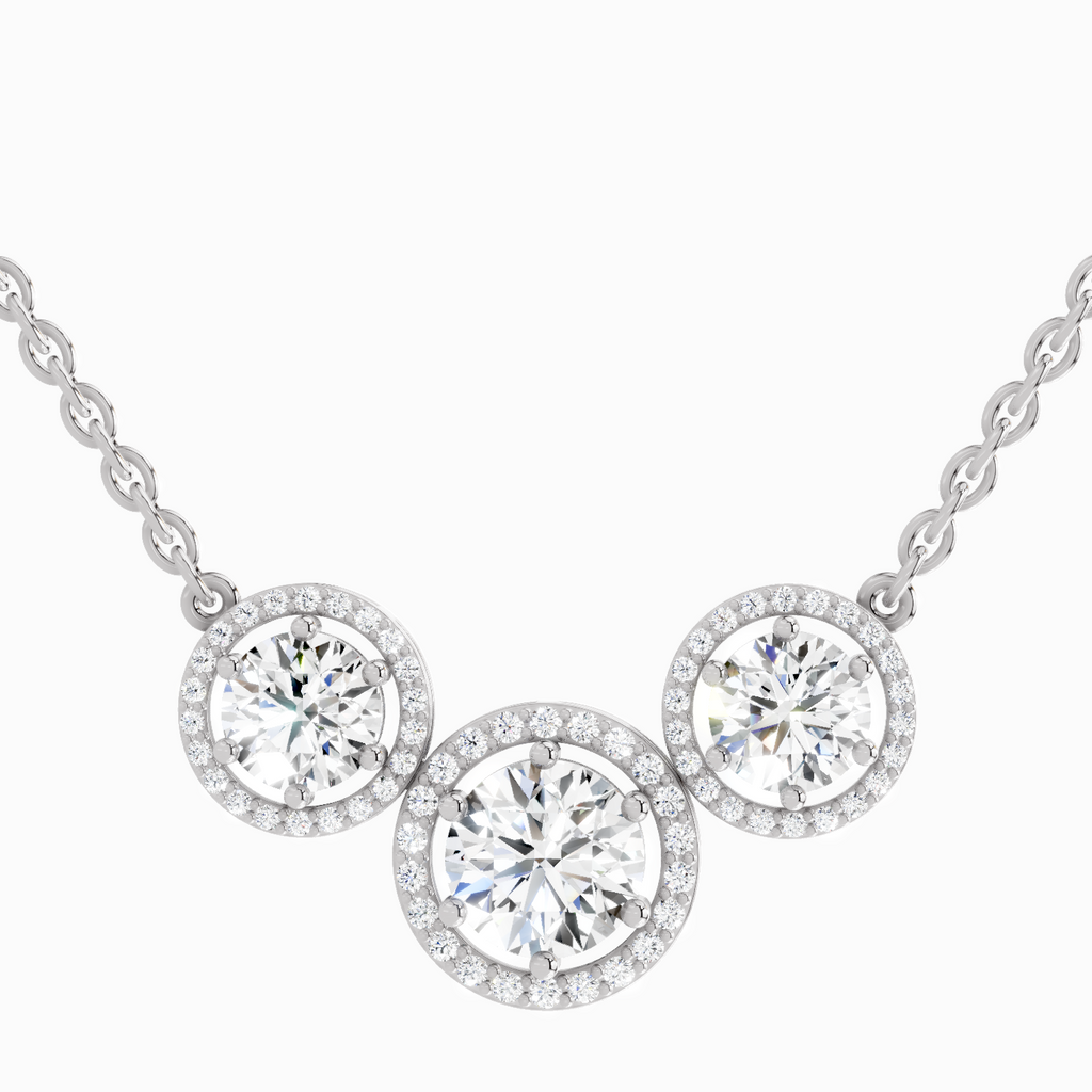 2.3 Carat Round Triple Halo Pendant Necklace 14K - White Gold