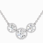 2.3 Carat Round Triple Halo Pendant Necklace 14K - White Gold