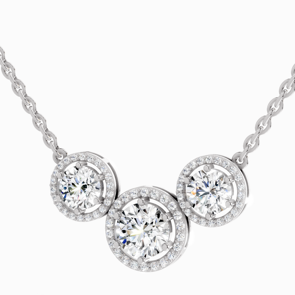 2.3 Carat Round Triple Halo Pendant Necklace 14K - White Gold