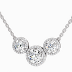 2.3 Carat Round Triple Halo Pendant Necklace 14K - White Gold