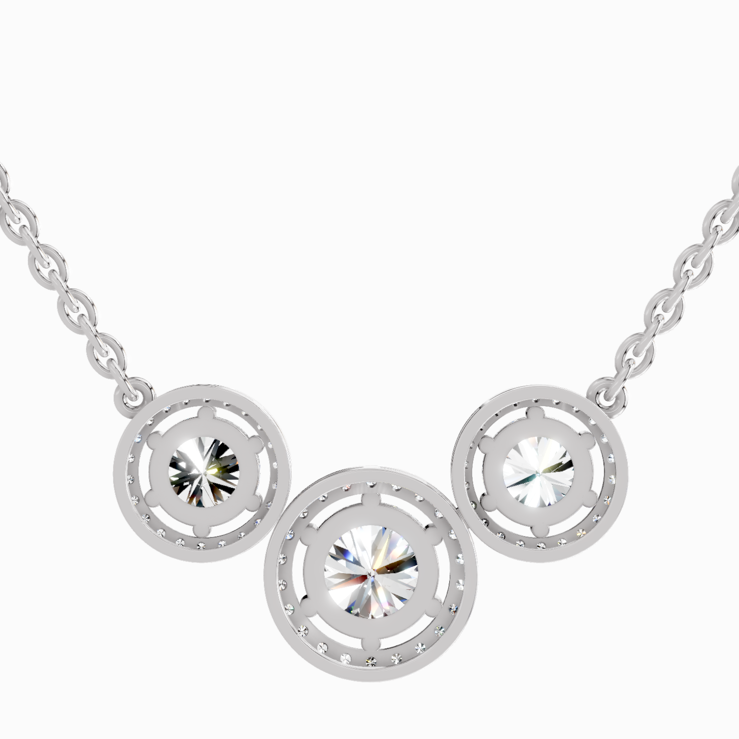 2.3 Carat Round Triple Halo Pendant Necklace 14K - White Gold