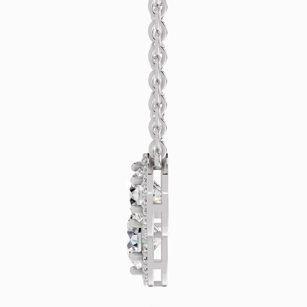 2.3 Carat Round Triple Halo Pendant Necklace 14K - White Gold