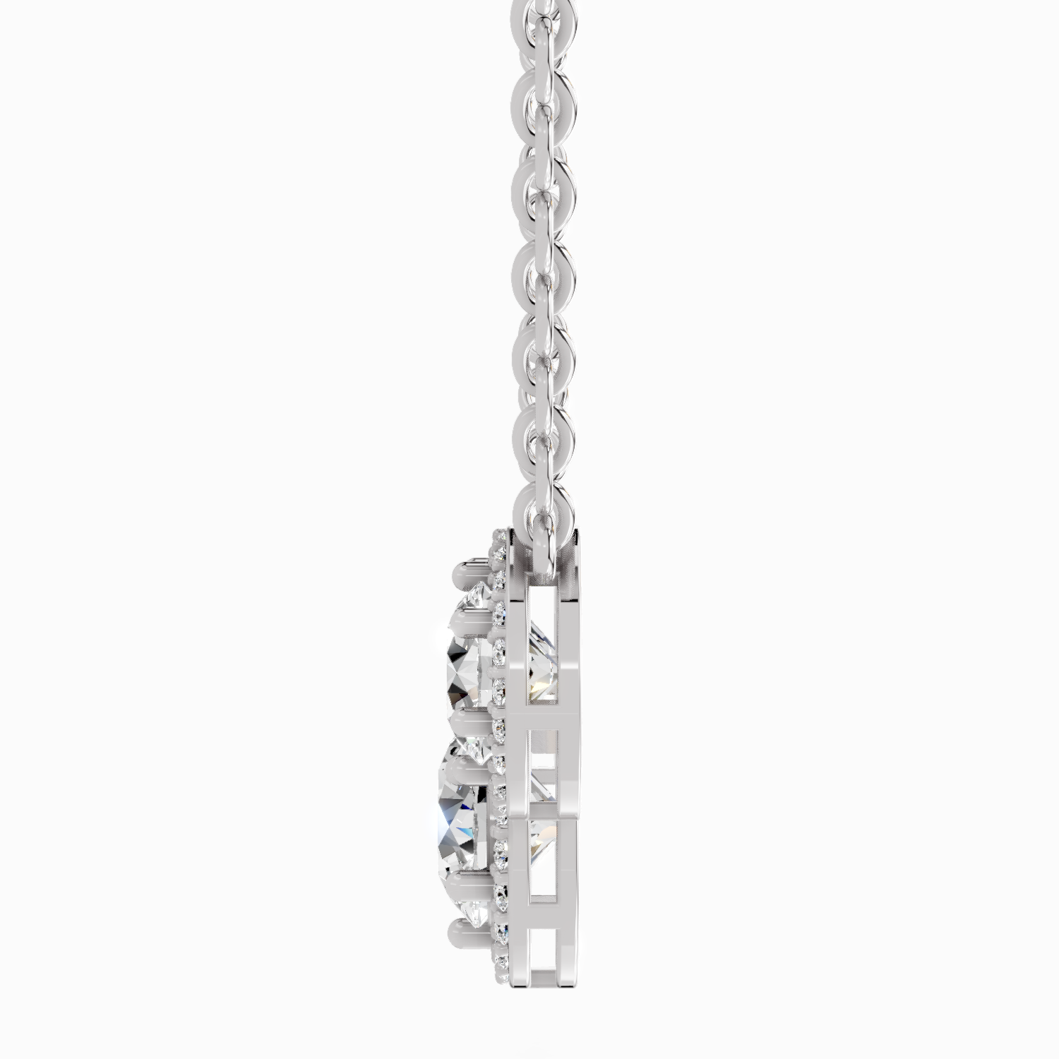 2.3 Carat Round Triple Halo Pendant Necklace 14K - White Gold