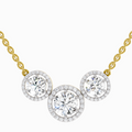 2.3 Carat Round Triple Halo Pendant Necklace 14K