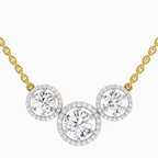 2.3 Carat Round Triple Halo Pendant Necklace 14K