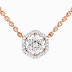 0.46 Carat Round Flower Pendant Necklace 14K - Rose Gold