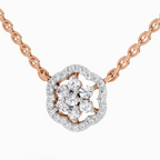 0.46 Carat Round Flower Pendant Necklace 14K - Rose Gold