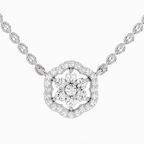 0.46 Carat Round Flower Pendant Necklace 14K - White Gold