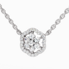 0.46 Carat Round Flower Pendant Necklace 14K - White Gold