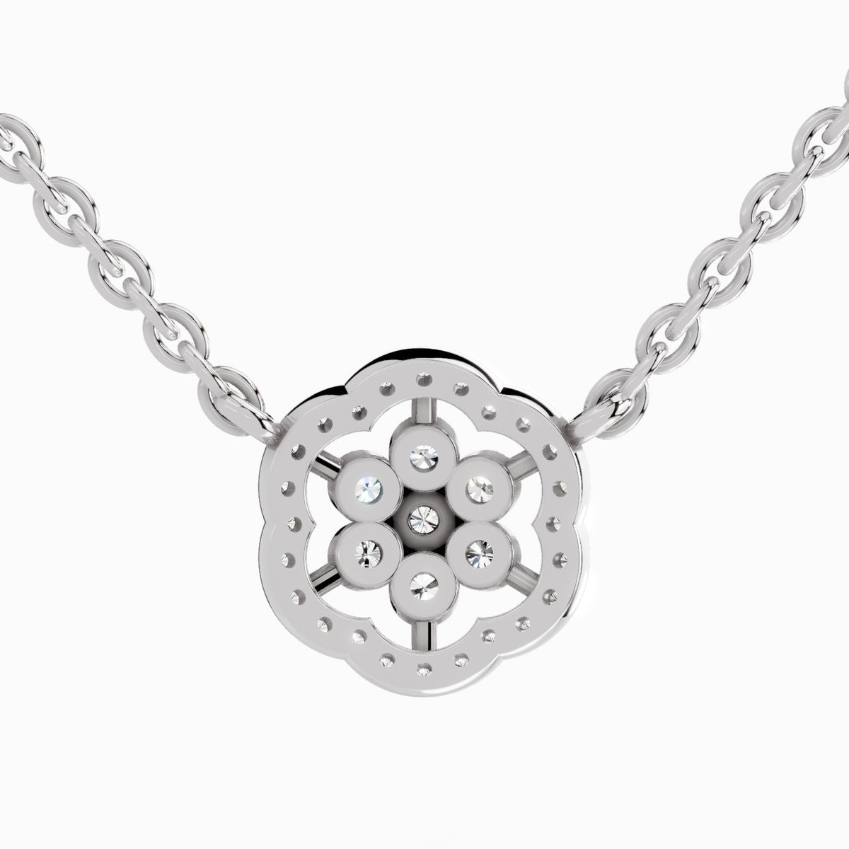 Delicate Round Floral Diamond Necklace