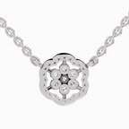 0.46 Carat Round Flower Pendant Necklace 14K - White Gold