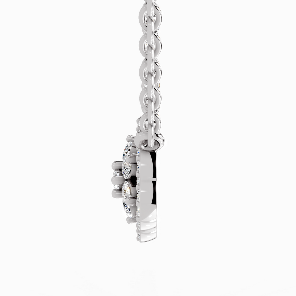 0.46 Carat Round Flower Pendant Necklace 14K - White Gold