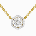 0.46 Carat Round Flower Pendant Necklace 14K