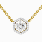 0.46 Carat Round Flower Pendant Necklace 14K