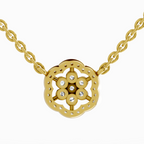 0.46 Carat Round Flower Pendant Necklace 14K