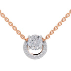1.15 Carat Halo Diamond Necklace 14K - Rose Gold