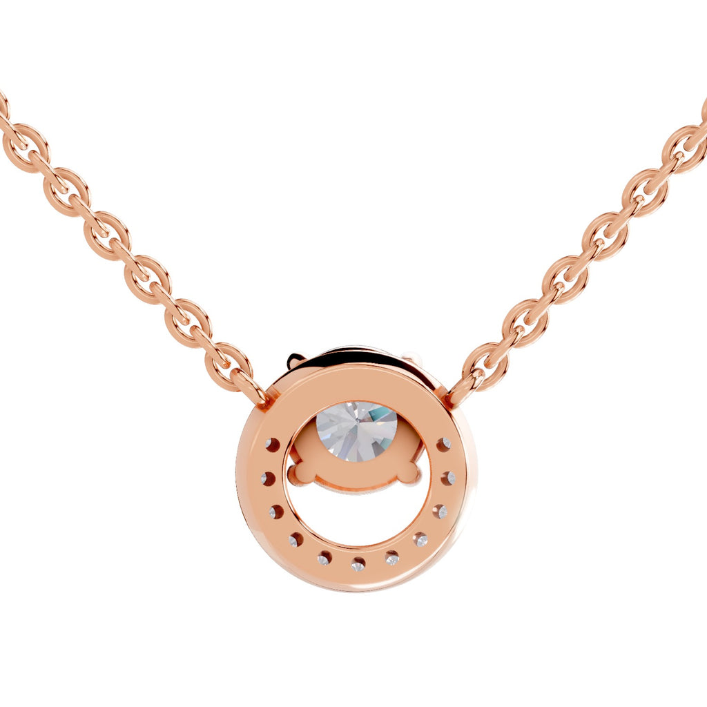 1.15 Carat Halo Diamond Necklace 14K - Rose Gold
