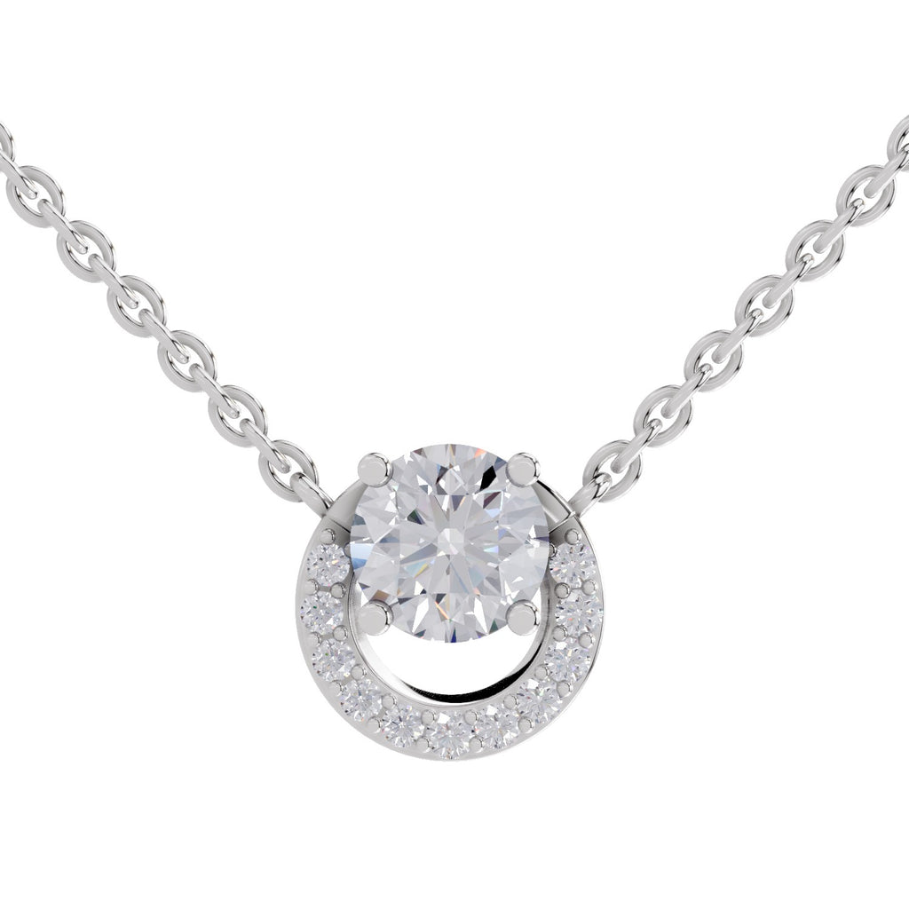 1.15 Carat Halo Diamond Necklace 14K - White Gold
