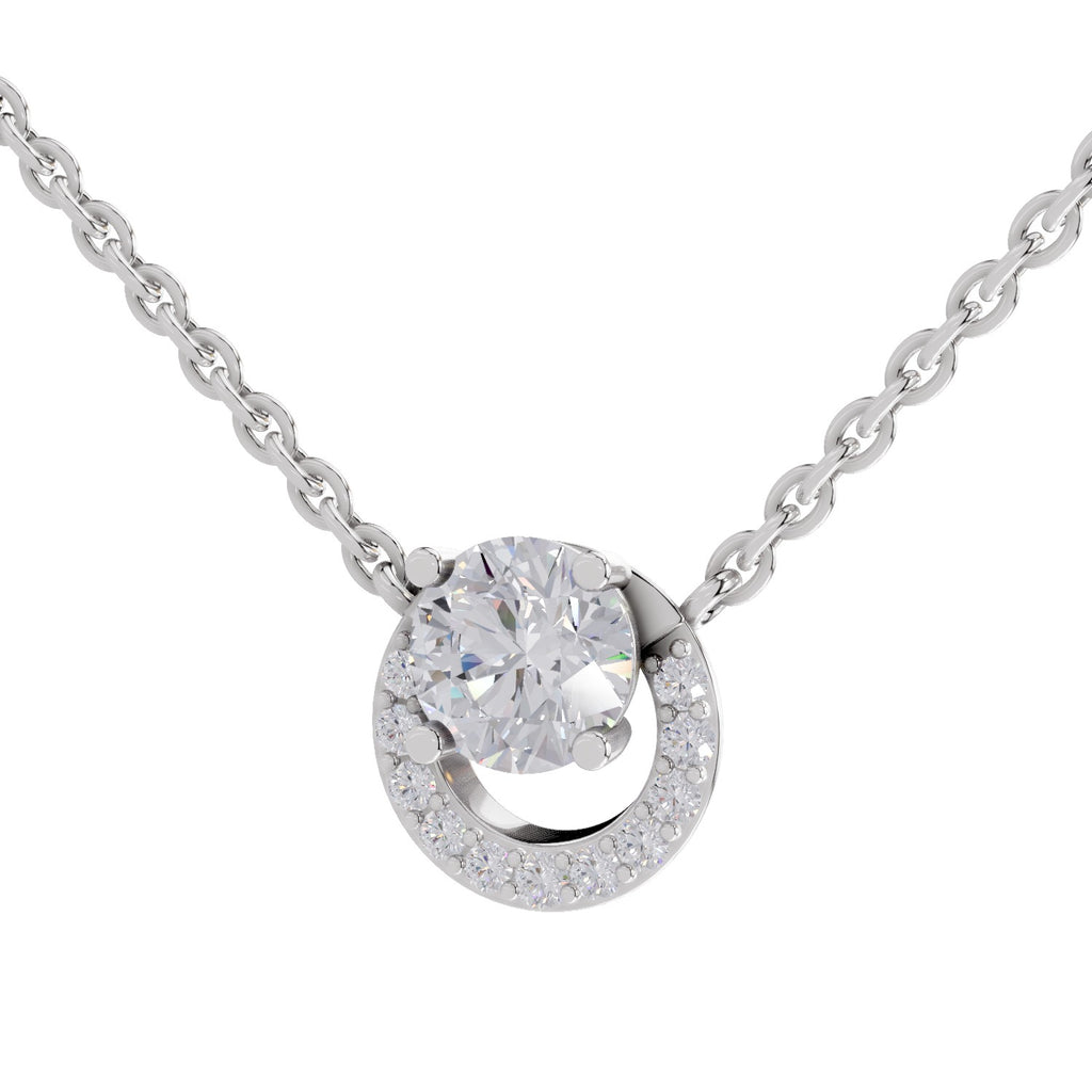 1.15 Carat Halo Diamond Necklace 14K - White Gold