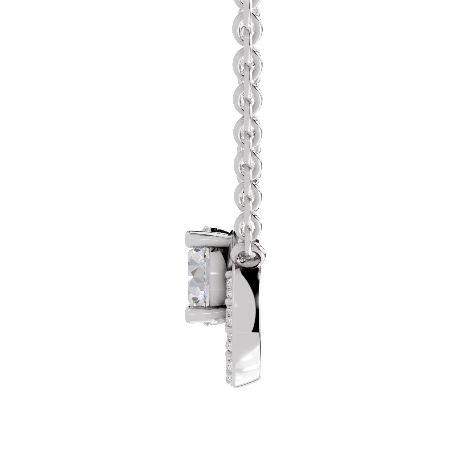 1.15 Carat Halo Diamond Necklace 14K - White Gold