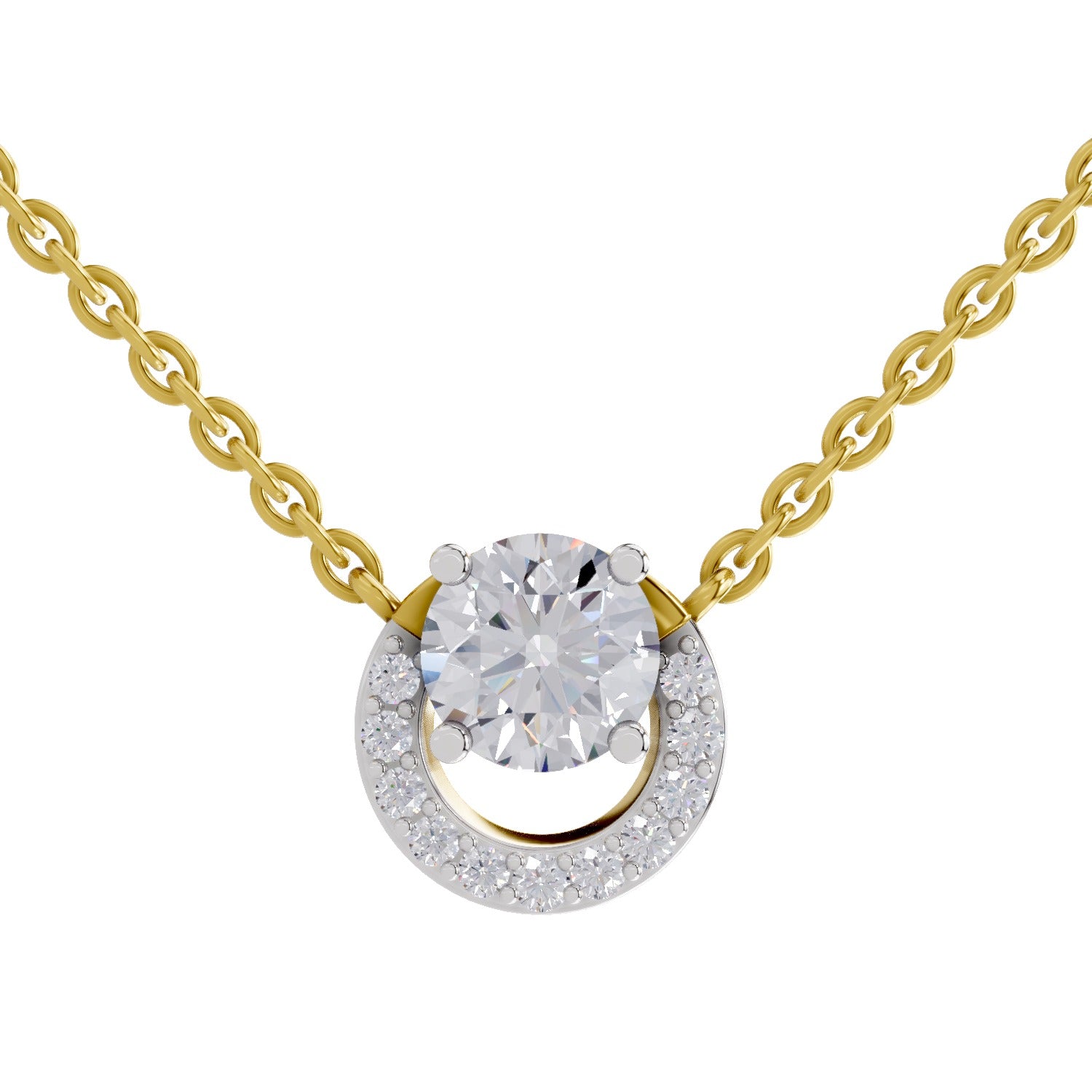 1.15 Carat Halo Diamond Necklace 14K