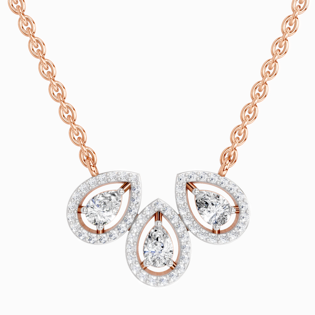 0.73 Carat Pear Trio Pendant Necklace 14K - Rose Gold