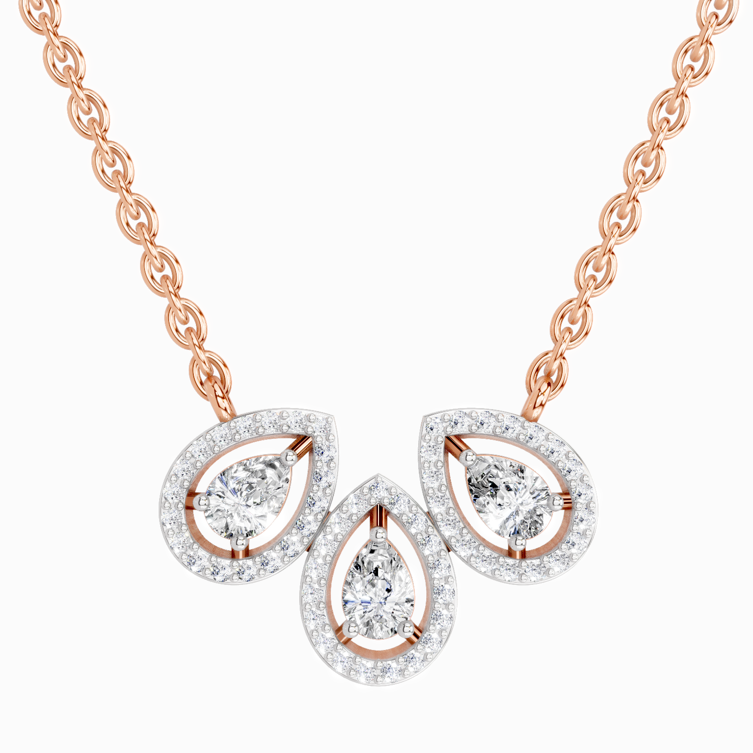 0.73 Carat Pear Trio Pendant Necklace 14K - Rose Gold