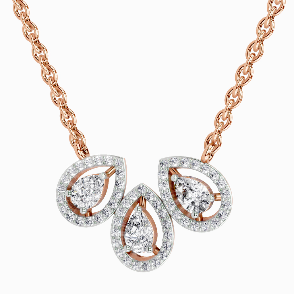 0.73 Carat Pear Trio Pendant Necklace 14K - Rose Gold
