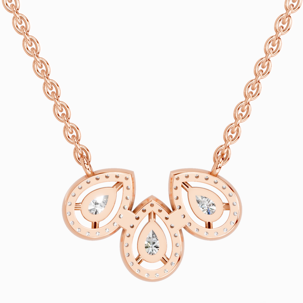 0.73 Carat Pear Trio Pendant Necklace 14K - Rose Gold