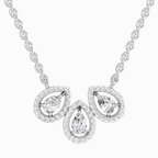 0.73 Carat Pear Trio Pendant Necklace 14K - White Gold