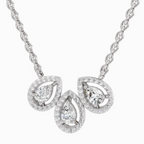 0.73 Carat Pear Trio Pendant Necklace 14K - White Gold