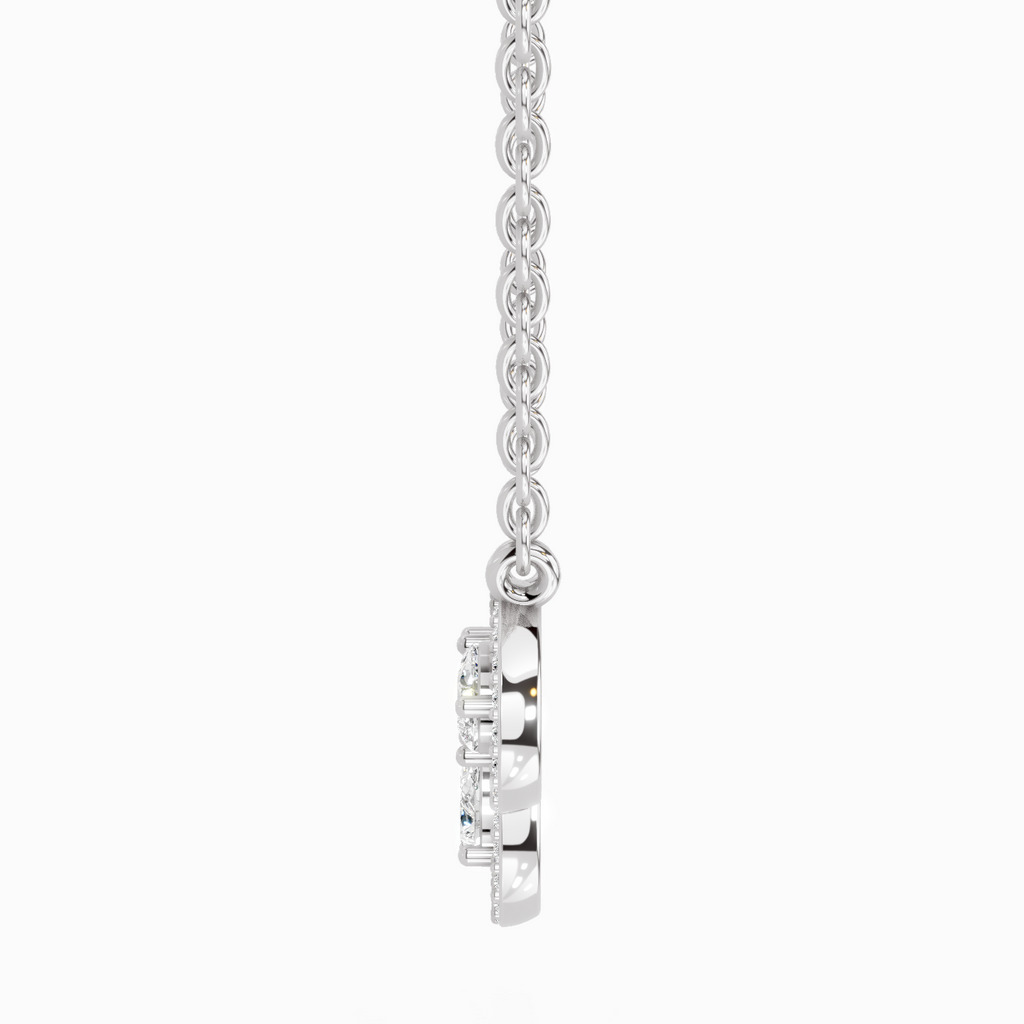 0.73 Carat Pear Trio Pendant Necklace 14K - White Gold