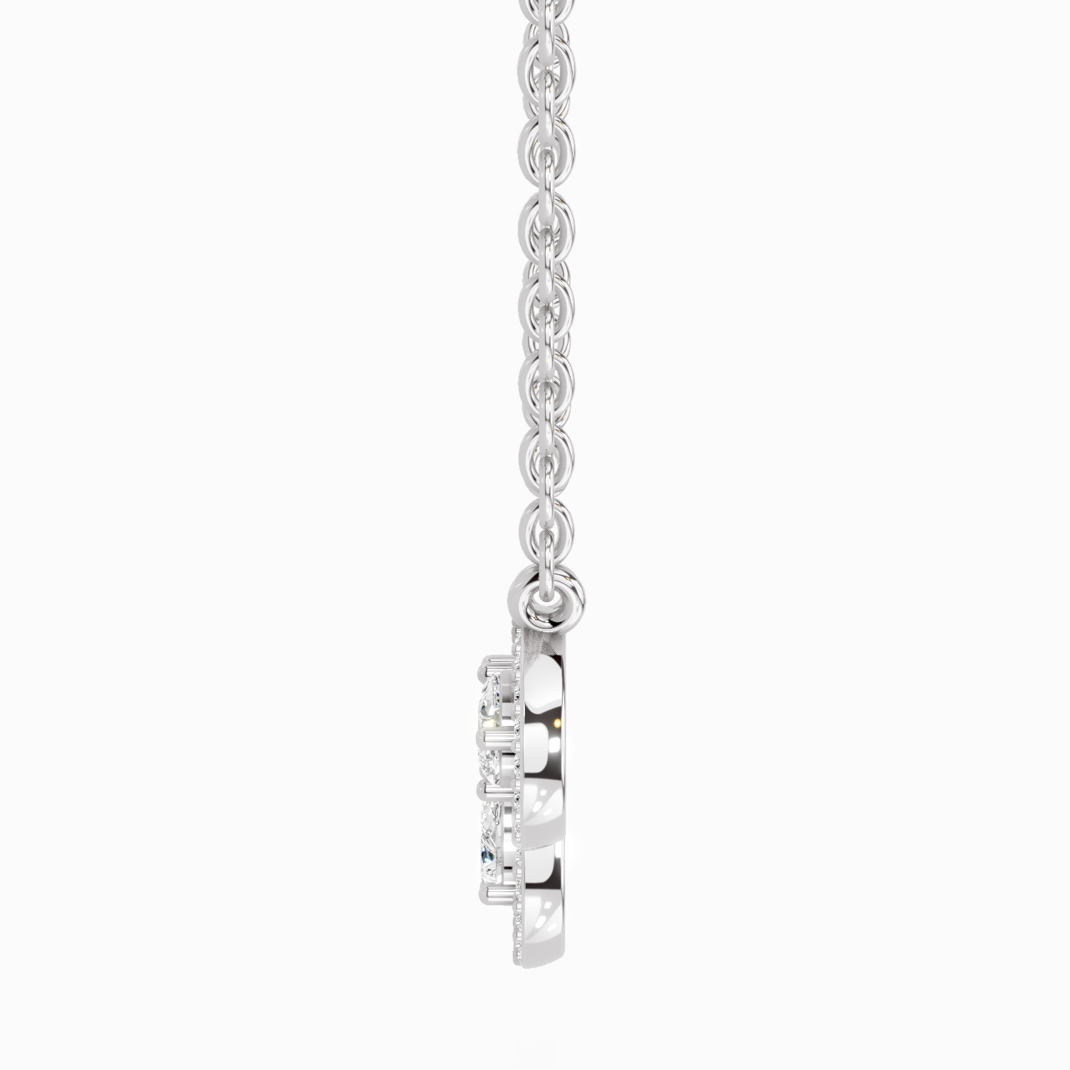 0.73 Carat Pear Trio Pendant Necklace 14K - White Gold