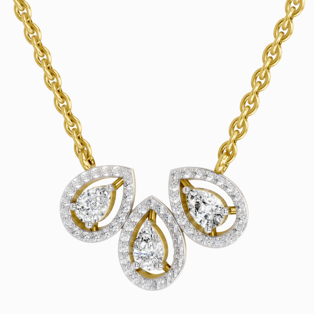 0.73 Carat Pear Trio Pendant Necklace 14K