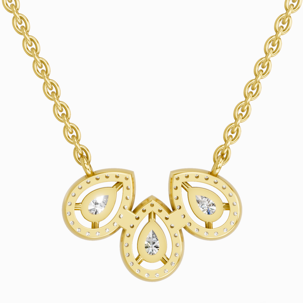0.73 Carat Pear Trio Pendant Necklace 14K