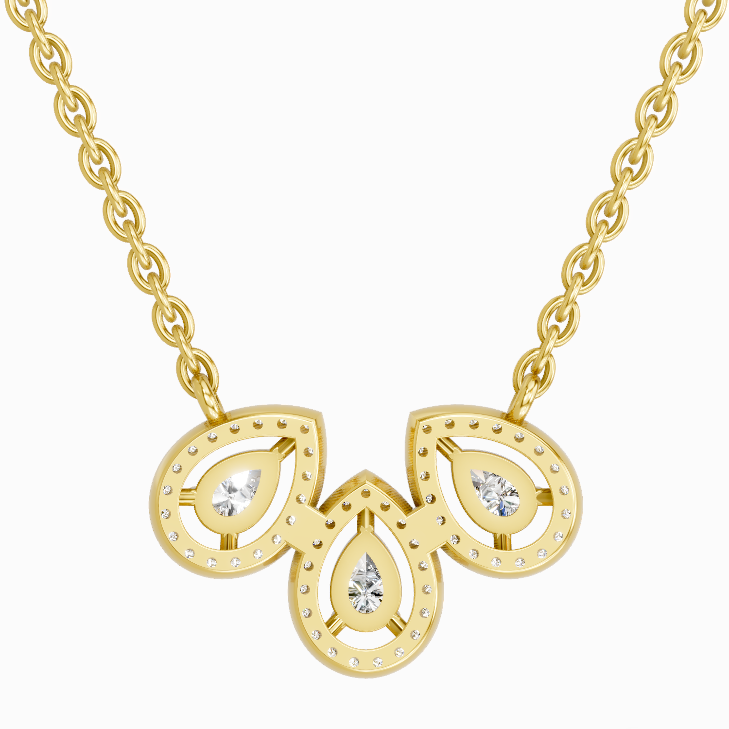 0.73 Carat Pear Trio Pendant Necklace 14K
