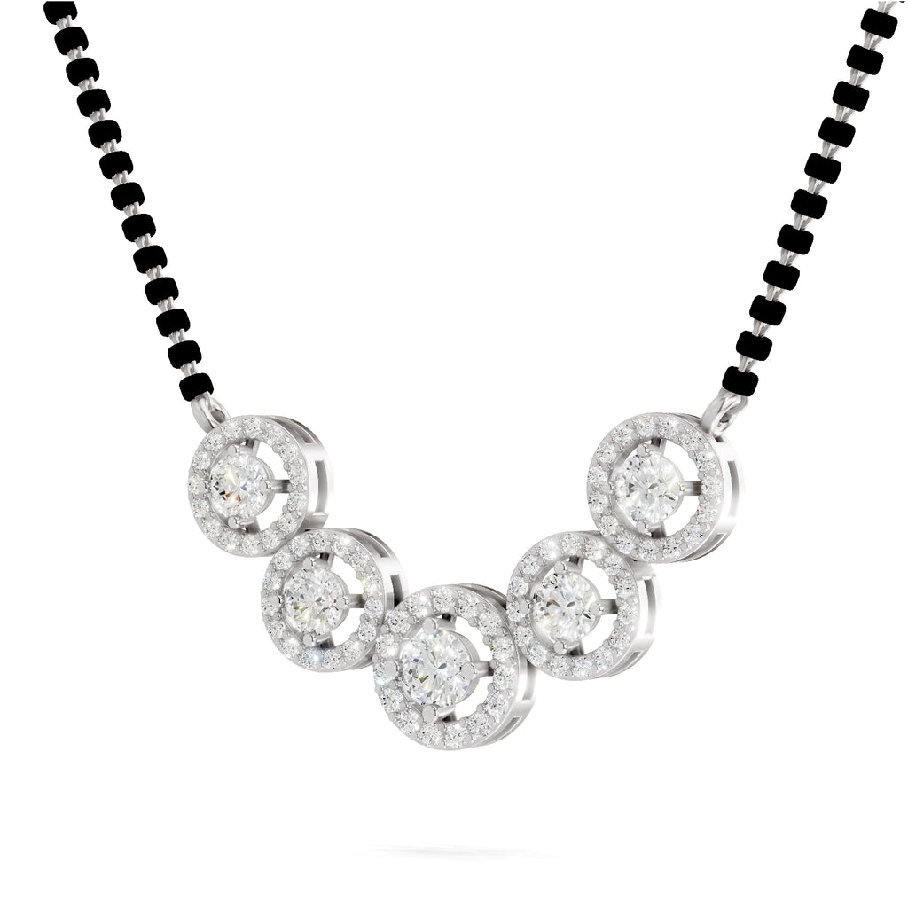 1 Carat Halo Diamond Necklace 14K - White Gold