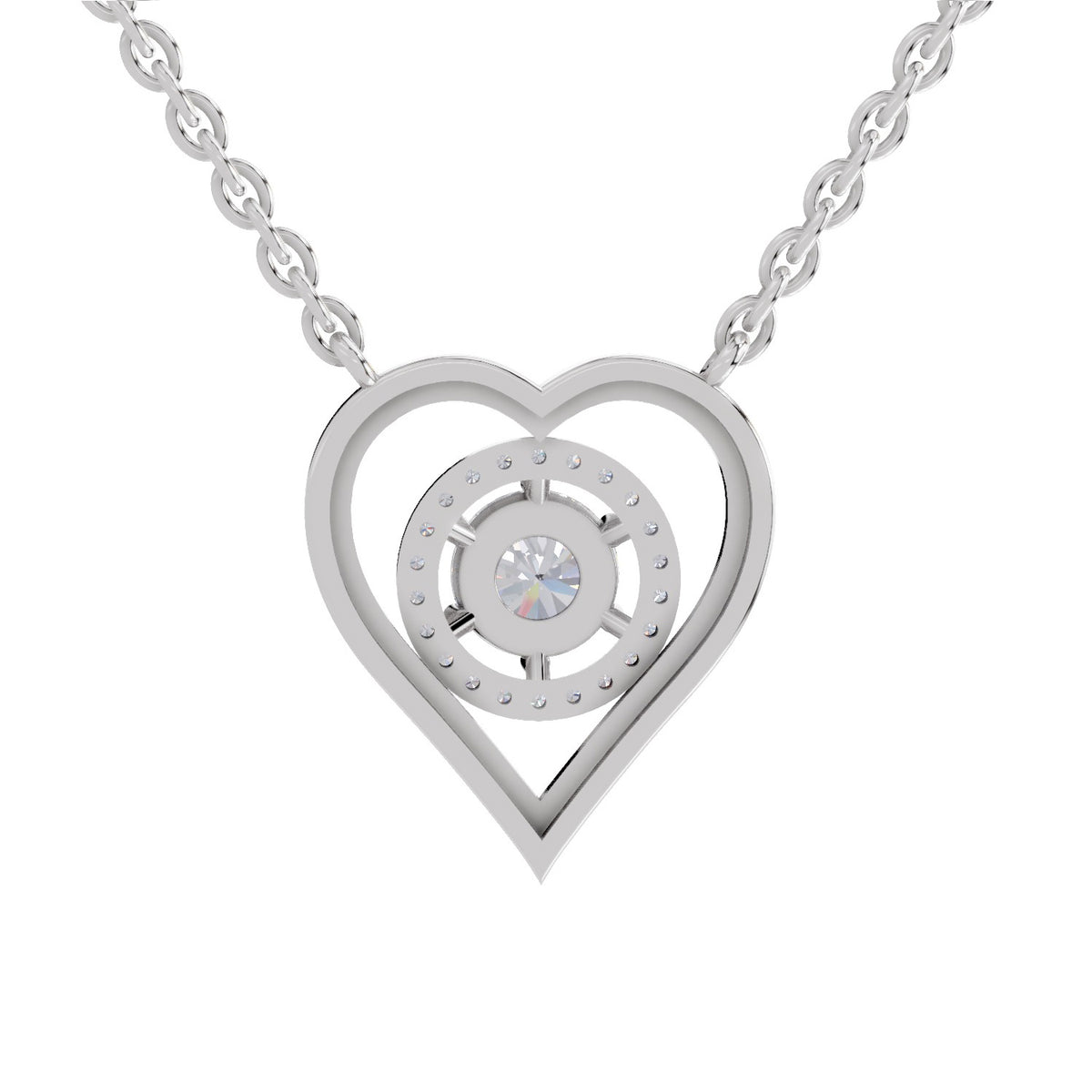 Lustrous Heart Halo Diamond Necklace