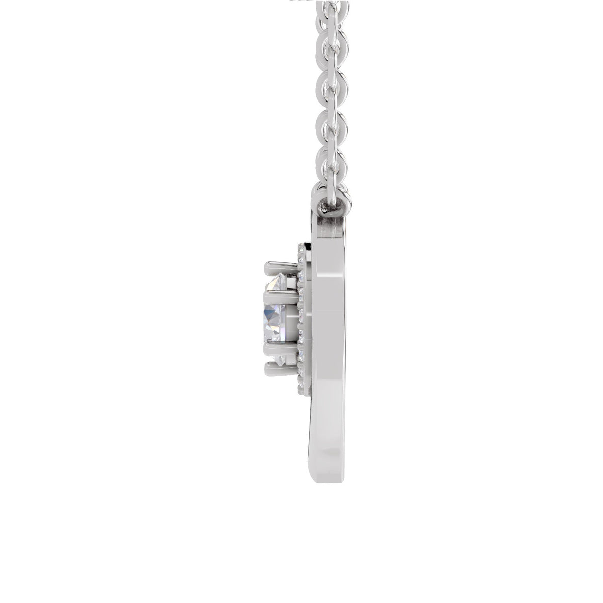 Lustrous Heart Halo Diamond Necklace