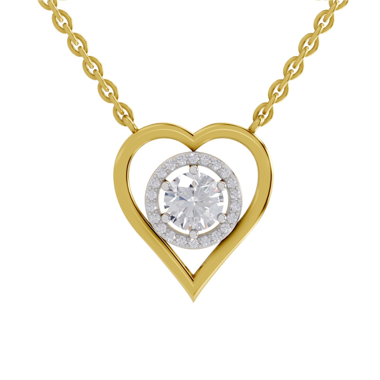 0.61 Carat Heart Halo Diamond Necklace 14K - Rose Gold