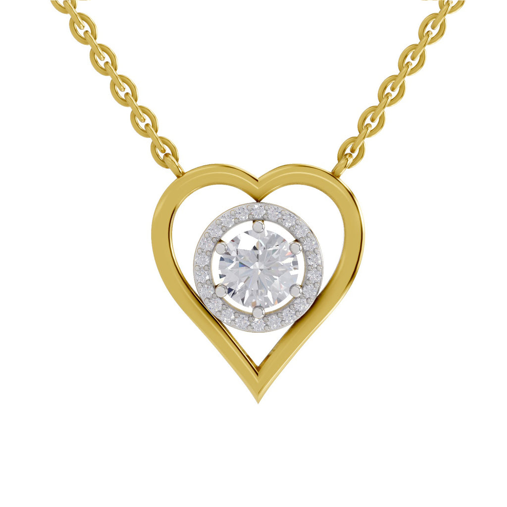 0.61 Carat Heart Halo Diamond Necklace 14K - Rose Gold
